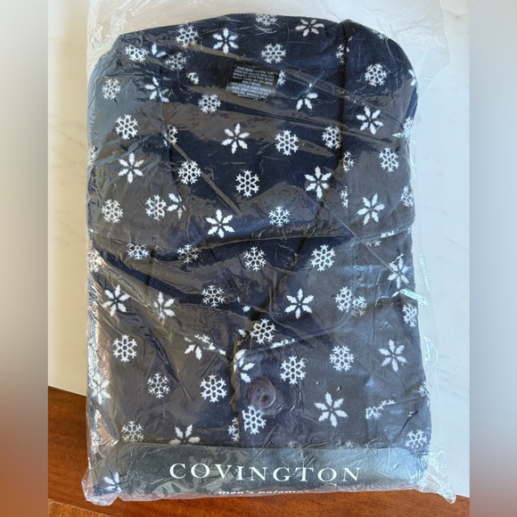 NWT Men's Pajamas Top & Pants SET Snowflake Shirt Size XL Cotton Navy Covington - Picture 10 of 10